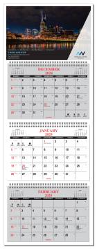 3 Month Calendar at a glance (with advertising)- 4 Panel with Numbered weeks