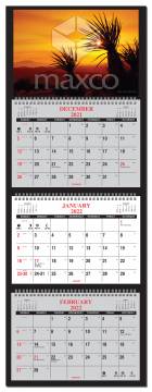 3 Month Calendar at a glance (with advertising)- 4 Panel with Numbered weeks- TY12