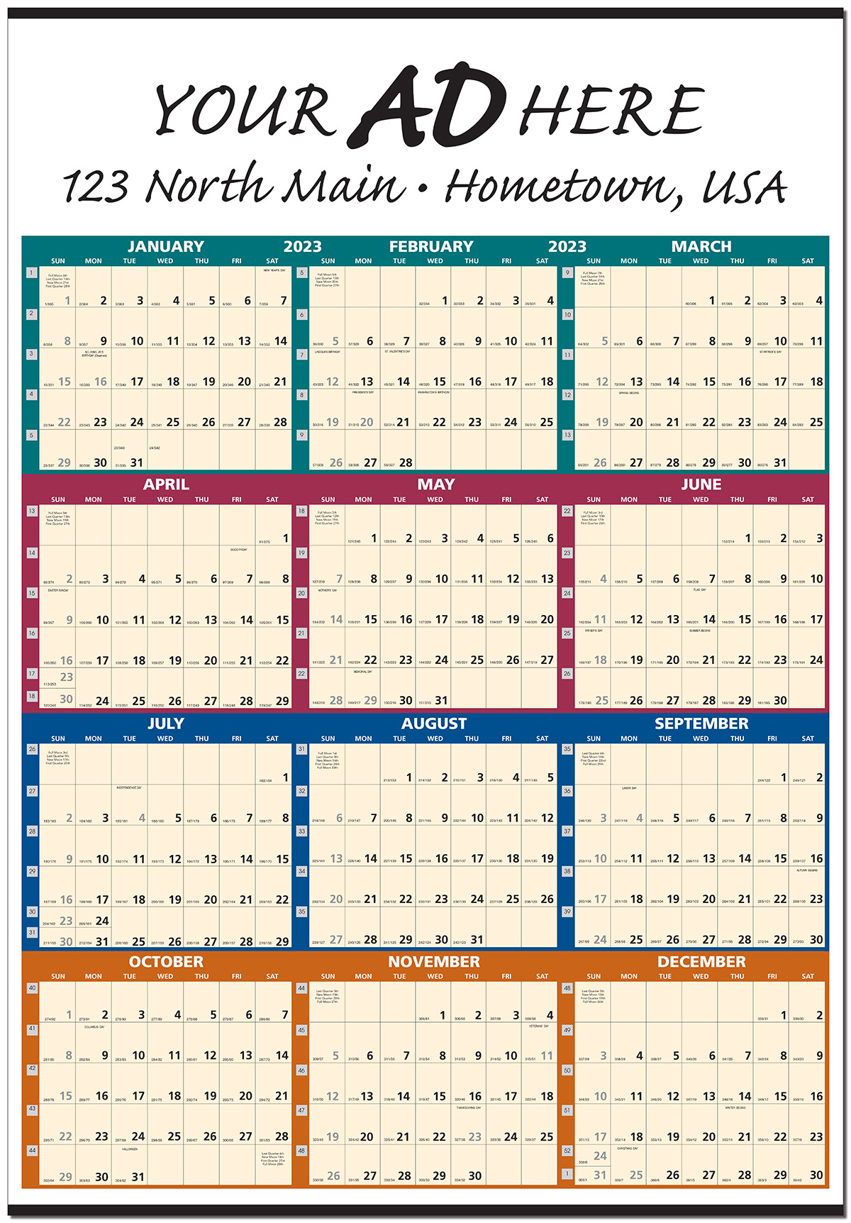 2023 2024 Year at a Glance Calendar With Lamination Add-on 