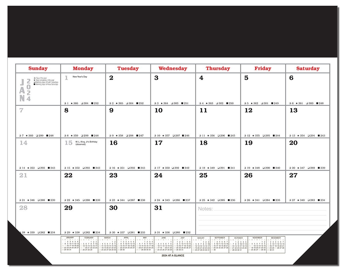 2024 Desk Pad Blotter Calendars (17x22 with Vinyl top and corners)