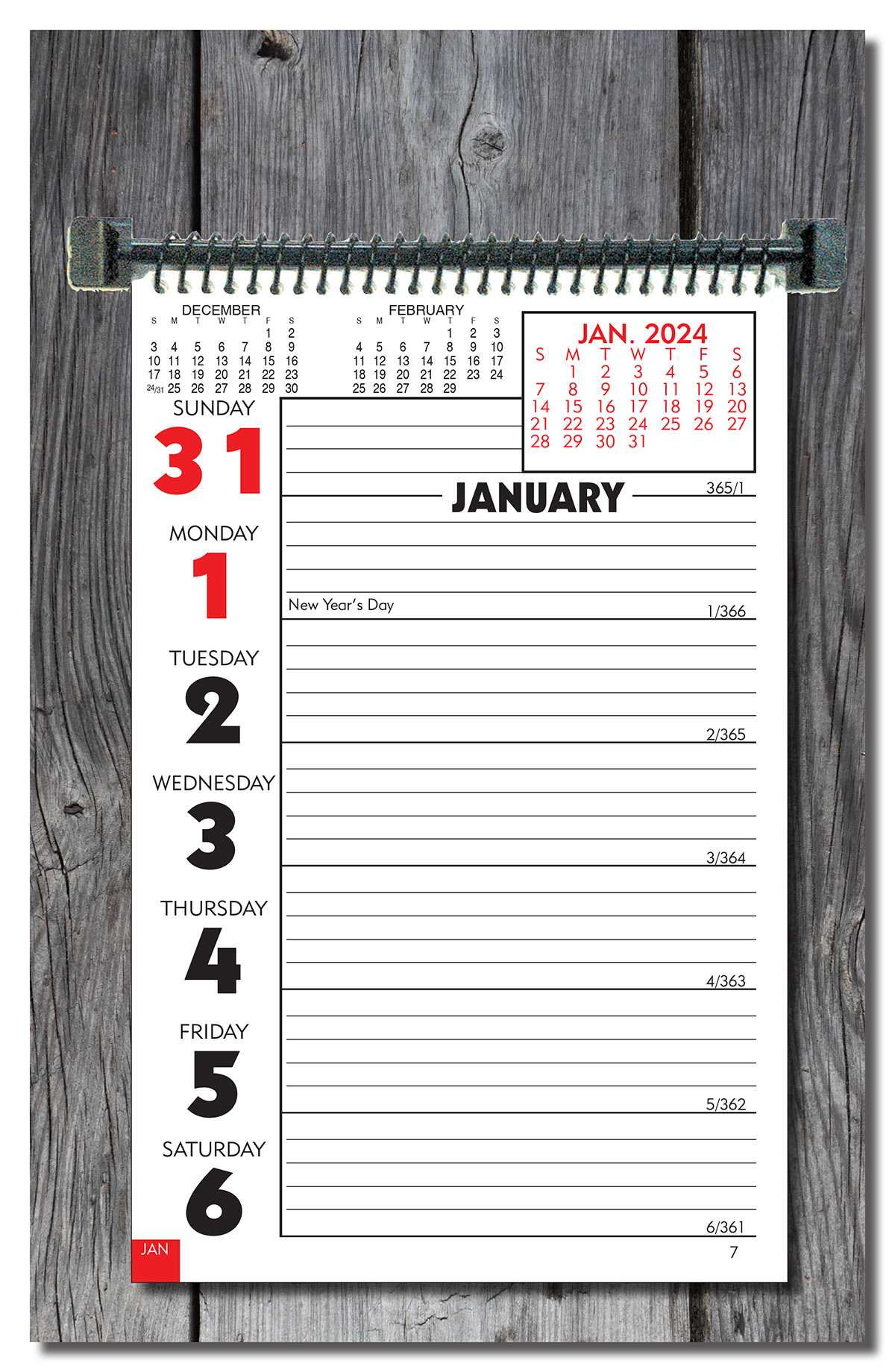 Weekly Planning Wall Calendar with Memo Space and Almanac Information