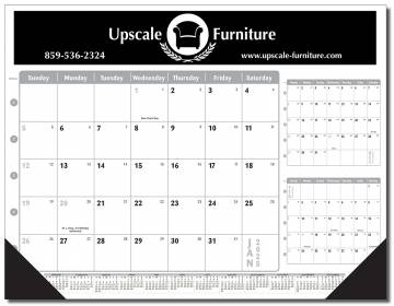 Silver Fox 3 Month View Desk Pad Calendar