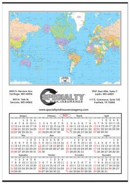 Jumbo World Map Calendar