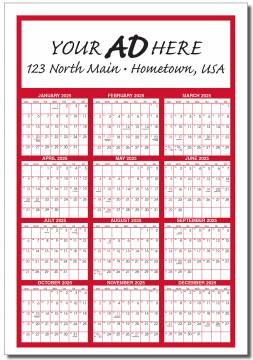 HUGE Year  at  a Glance ERASE Calendar with Canadian Holidays
