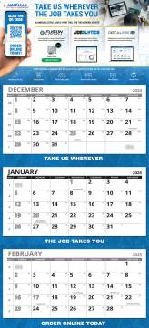 2023 - 3 Month 4 Panel Calendar - Glued