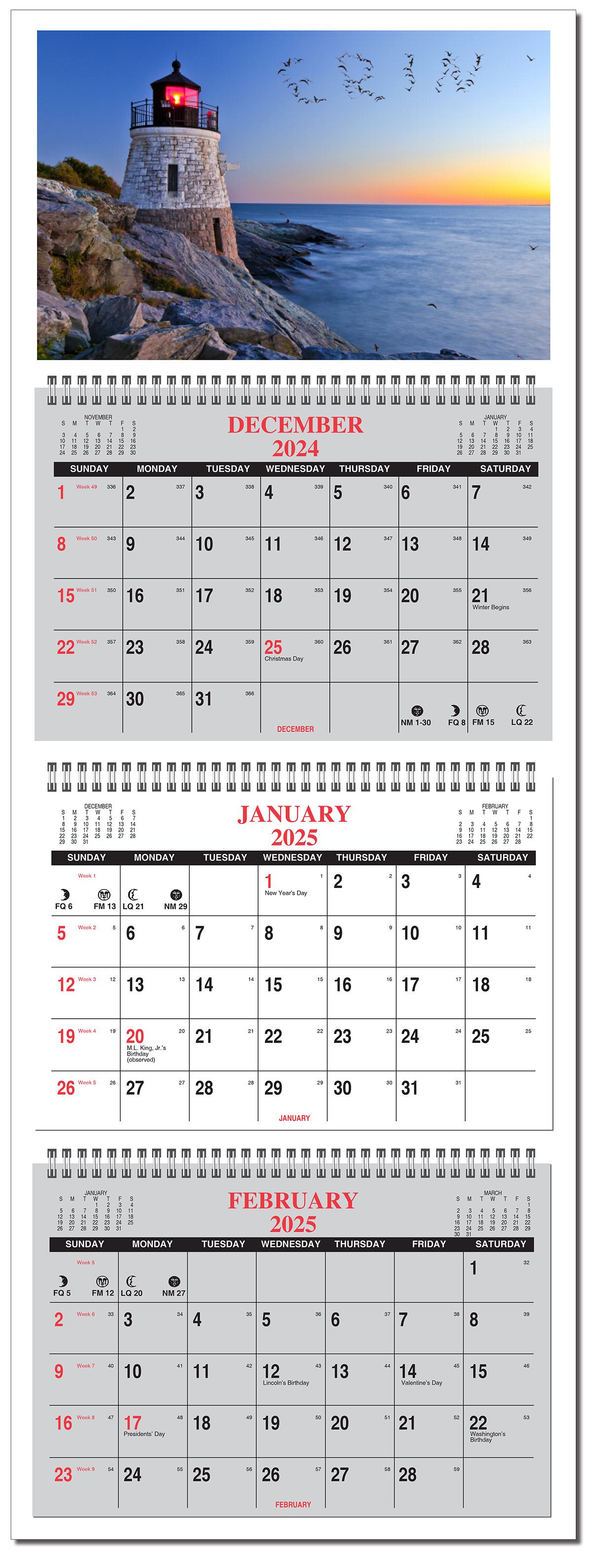 Personalized 3 Monthly View Calendar with Name in Image and Pads