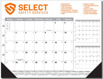 Silver Fox 3 Month View Desk Pad Calendar