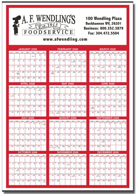 HUGE Year  at  a Glance Calendar
