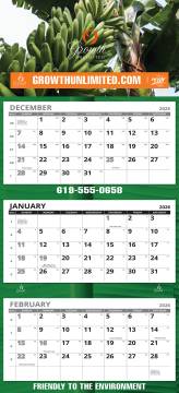 2026 - 3 Month 4 Panel Calendar - Glued