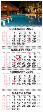 Four-Month-at-a-Glance Calendar (Five Panel Calendar)- B1TY134
