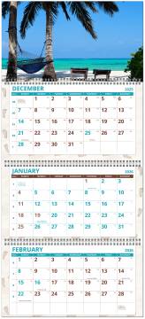 Three Month, Four Panel Calendar With Week Numbers