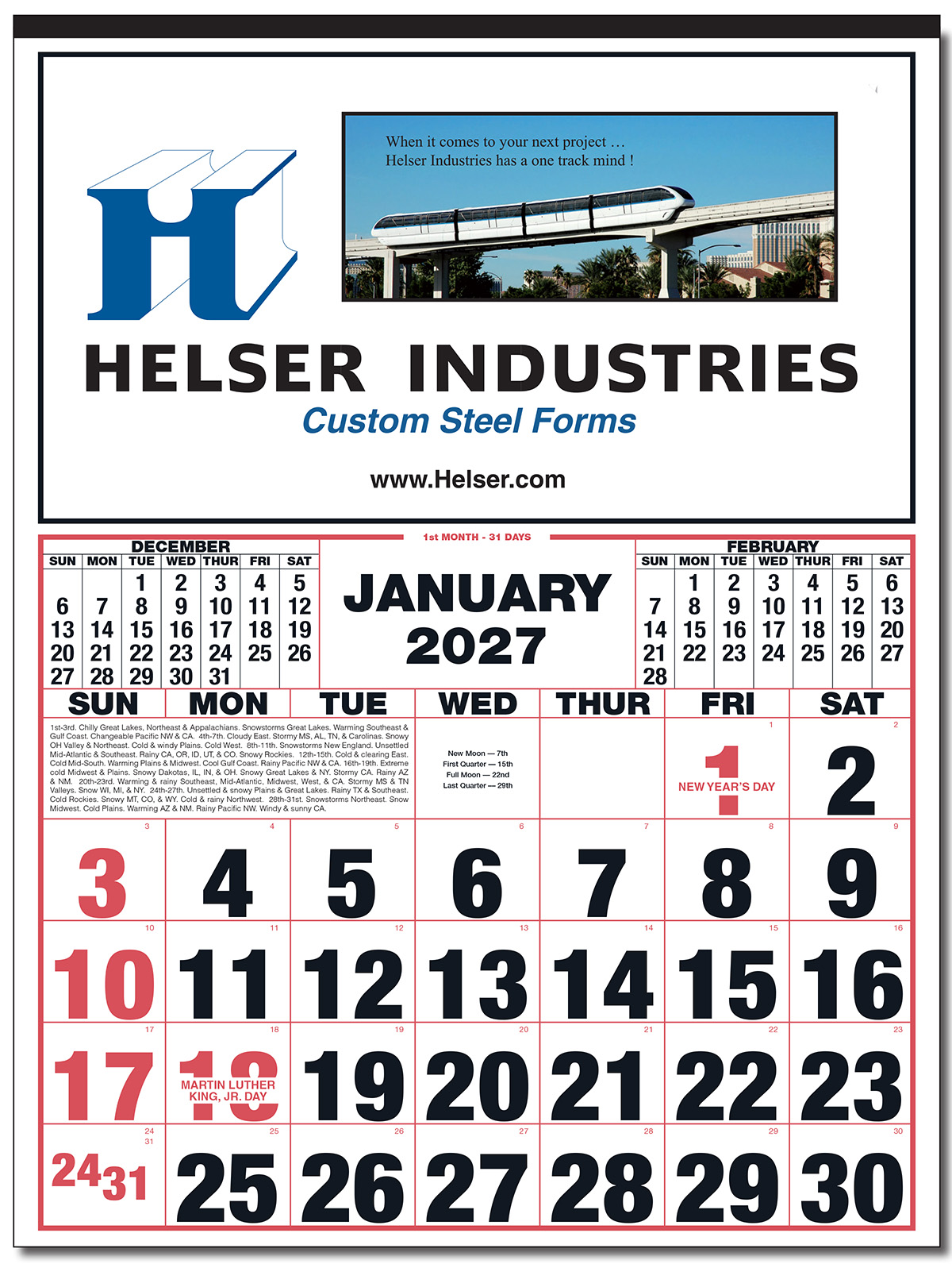 Large Number Calendar | Custom Calendars with Big Numbers