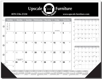 Silver Fox 3 Month View Desk Pad Calendar