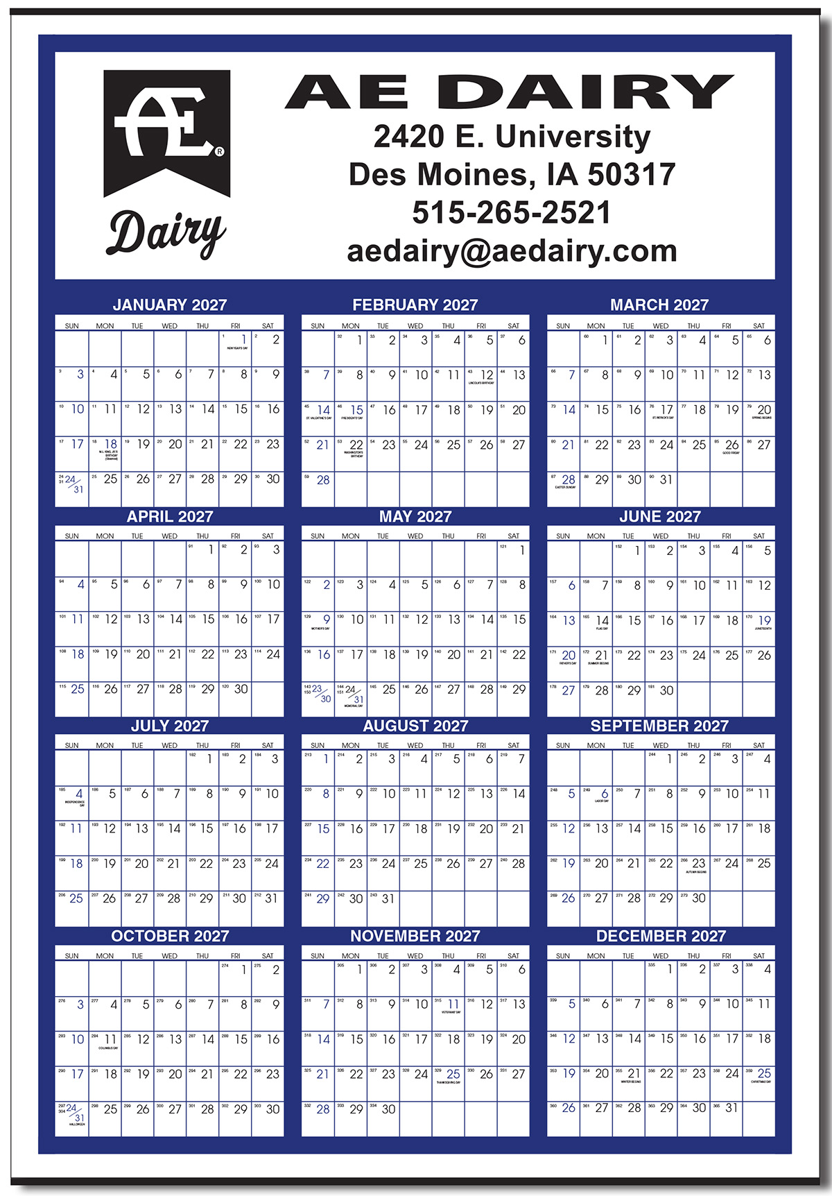 fragilerain ブックマーク&予定表 Large Year-at-a-Glance Calendar | Custom One Page Display