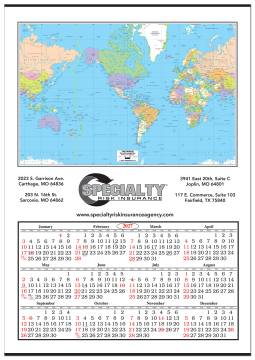 Jumbo World Map Calendar