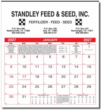 12 Month Almanac Memo Wall Calendar