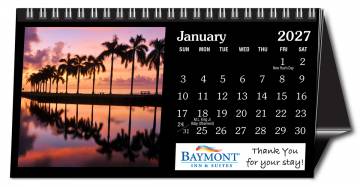 Custom Photo Tent Desk Calendar - Black Easel
