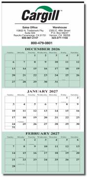 Economy Single-Sheet 3 Month Calendar