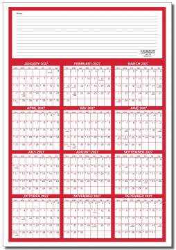 2027 HUGE Year  at  a Glance  LAMINATED DRY ERASE Calendar With Erasable Marker