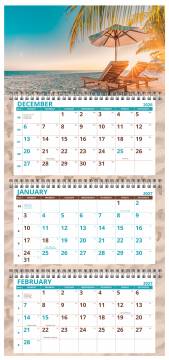 Three Month, Four Panel Calendar With Week Numbers