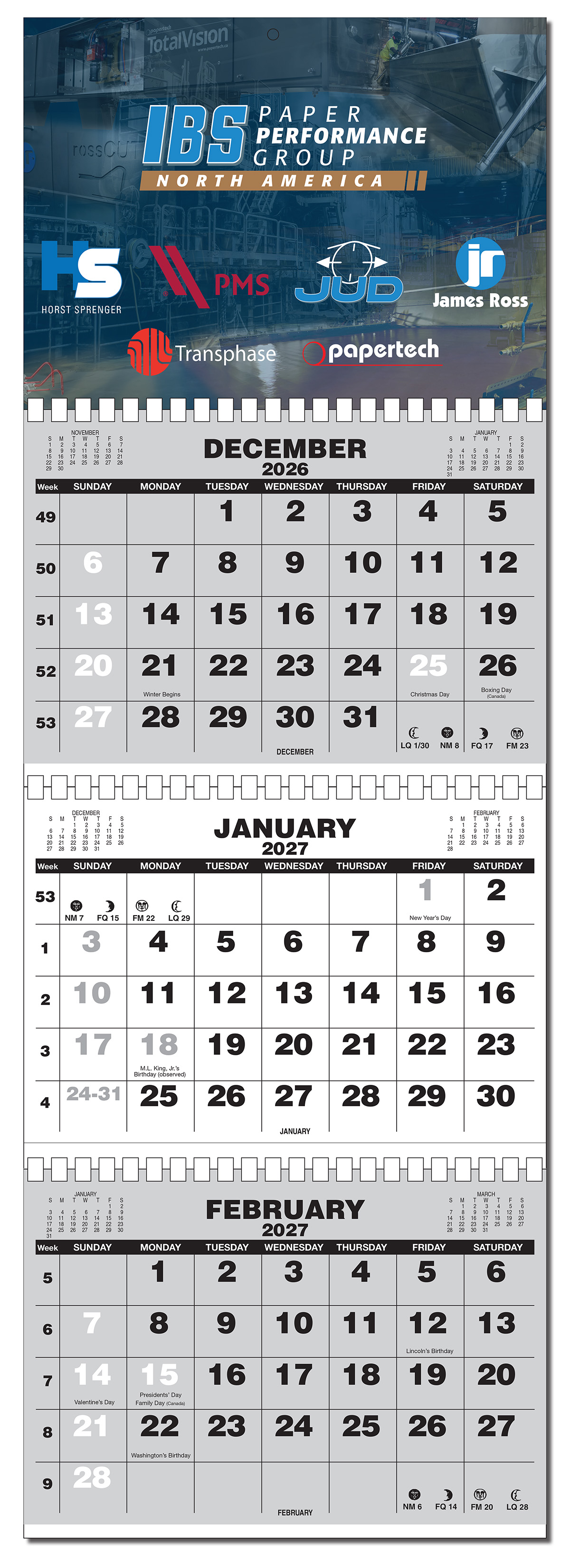 3‑Month Four‑Panel Wall Calendar | Custom Ad Calendars | Calendar