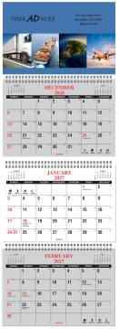 3 Month Calendar at a glance - 4 Panel with Numbered weeks