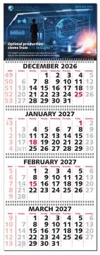 Four-Month-at-a-Glance Calendar (with Ad) Five Panel Calendar