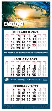 TY14 Three Month At a Glance, Four Panel Calendar