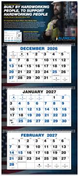 Three Month Four Panel Calendar