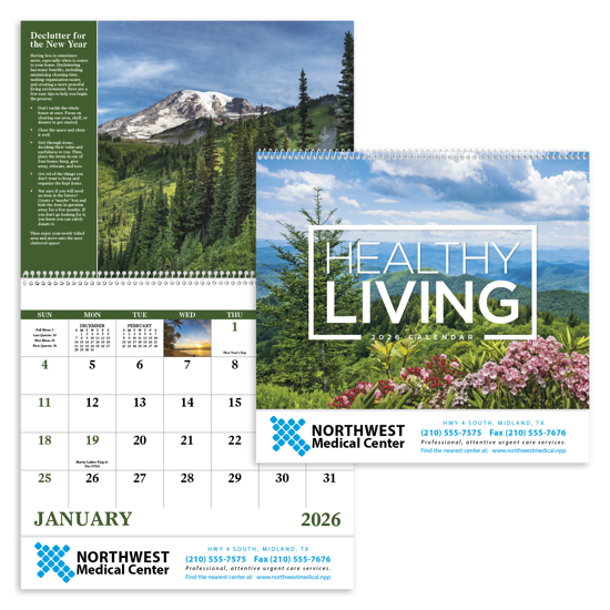 Healthy Living Wall Calendar: Wellness Calendar with Health Tips