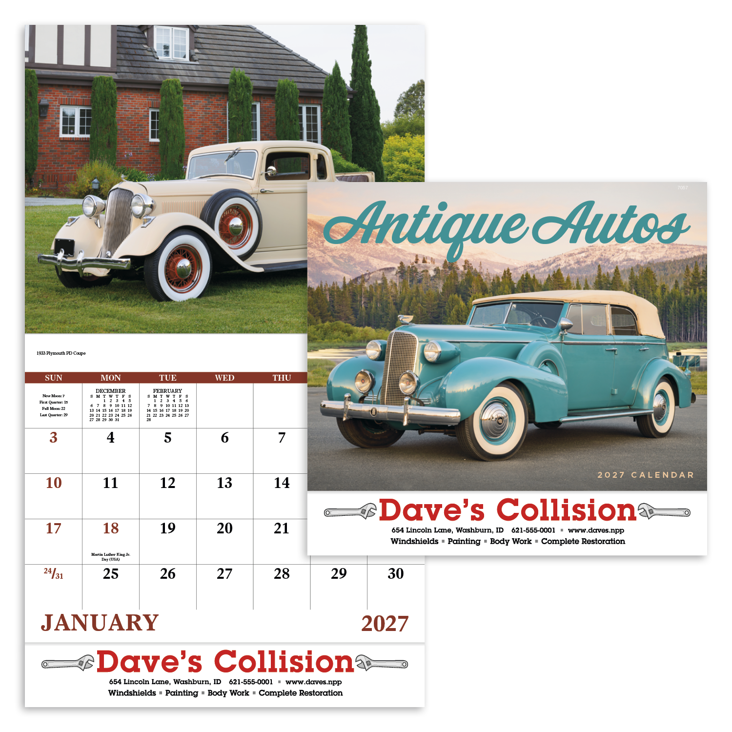 Antique Autos Calendar | Classic Car Business Ad Calendar | Calendar ...