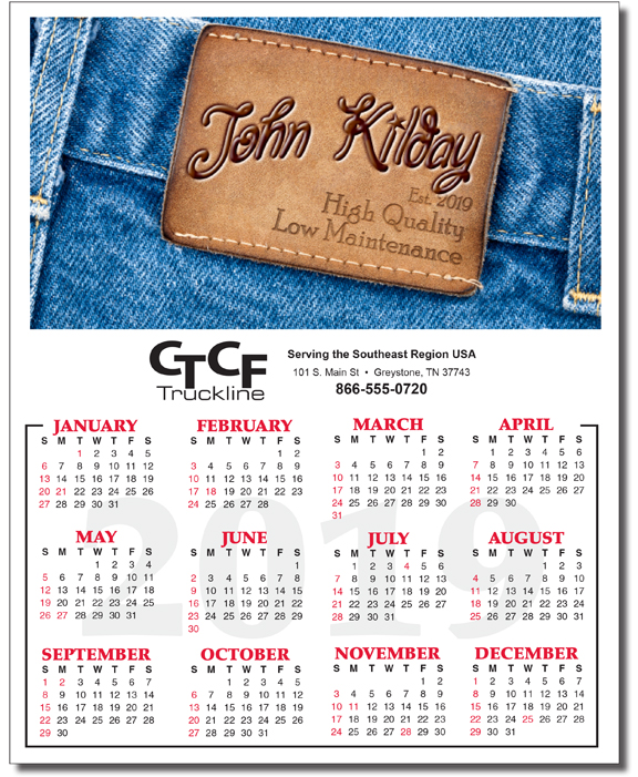 Personalized Name "In the Image" Stick On Yearly Calendar Calendar Company