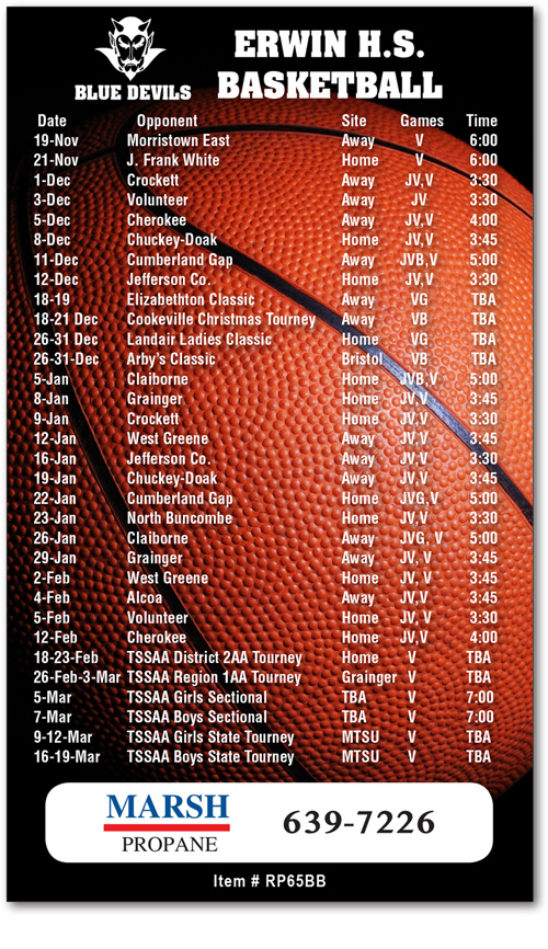 Restickable Basketball Schedule Calendar Company
